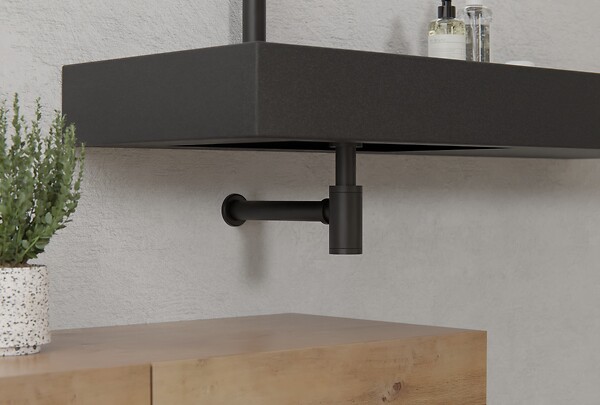 LUXURYBAIN - LuxuryBain - Siphon de lavabo design Universel 1 1/4 x 32mm,Syphon Réglable, Anti Odeur (Noir) - large