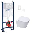 SWISS AQUA TECHNOLOGIES - Pack WC Bâti autoportant + WC suspendu sans bride Infinitio + Abattant softclose + Plaque Blanche + Set d'isolation phonique - vignette