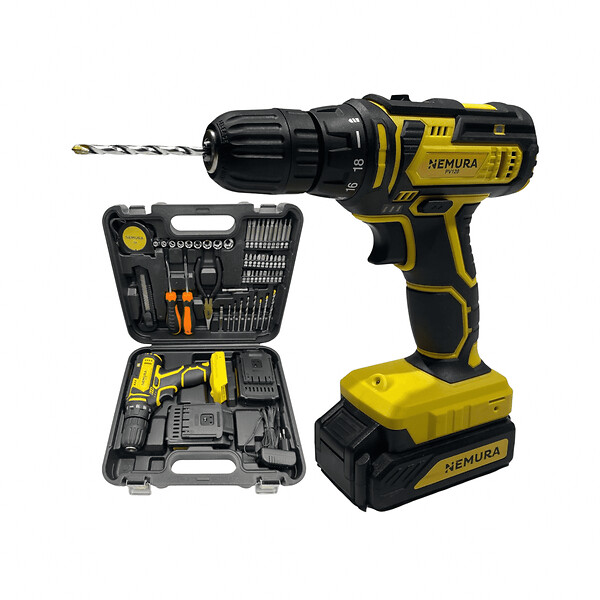 NEMURA - Perceuse Visseuse 20V NEMURA + 2 Batteries 1,5 Ah + Chargeur rapide + Malette avec 54 Accessoires - large