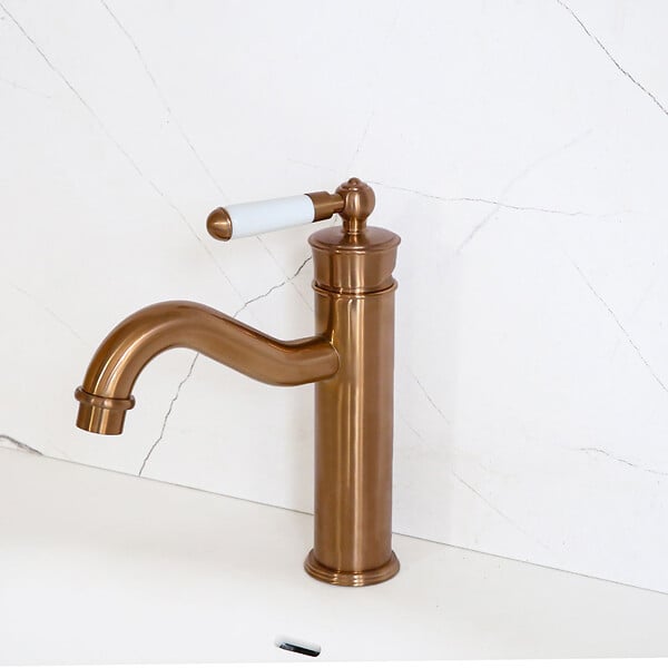 ESSEBAGNO - Leeds mitigeur lavabo bas rétro cuivre brossé - large
