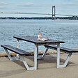 PLUS A/S - Table pique nique bois Wega 6pers lasurée noire - vignette