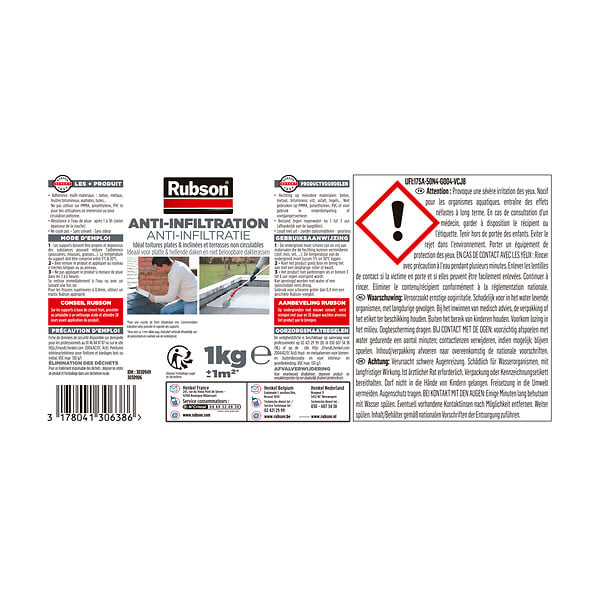RUBSON - Résine étanchéité toiture - Silicone - Blanc - 1kg - large