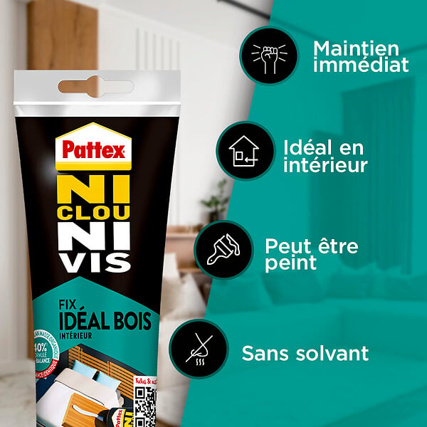 PATTEX - Colle fixation bois - Tube 260g - Blanc - large