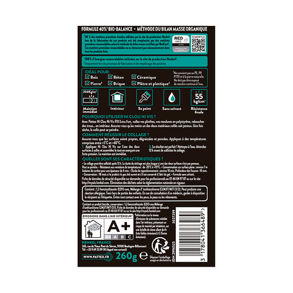 PATTEX - Colle fixation bois - Tube 260g - Blanc - large