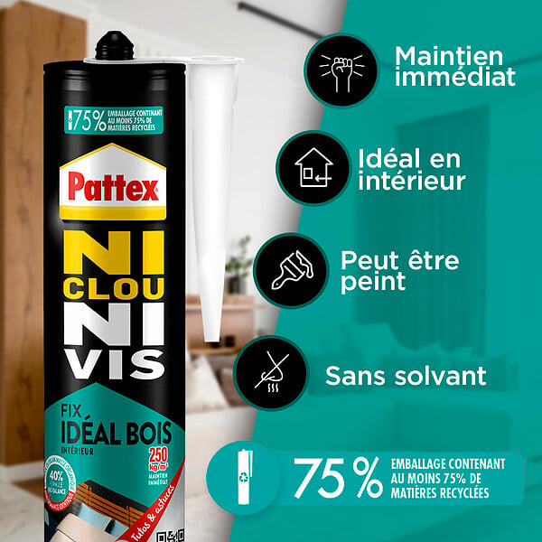 PATTEX - pattex colle fixation ncnv fix idéal bois mass balance cart 380g - large