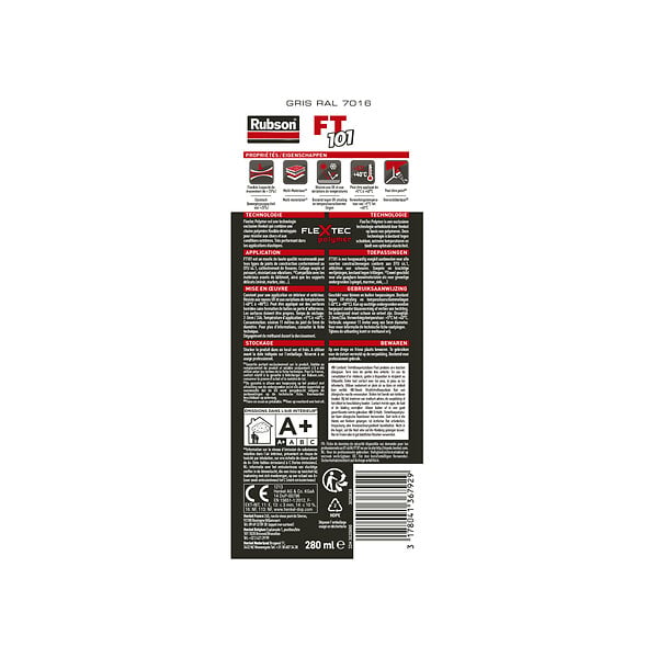 RUBSON - Mastic polymère FT 101 - RAL 7016 Gris anthracite - 280ml - large