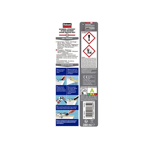 RUBSON - rubson mastic sanitaire lisse facile blanc cart 280ml - large