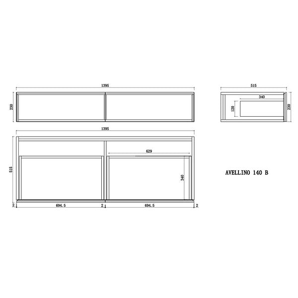 DISTRIBAIN - Meuble de salle de bain AVELLINO-1400 Blanc (sans miroir) - large