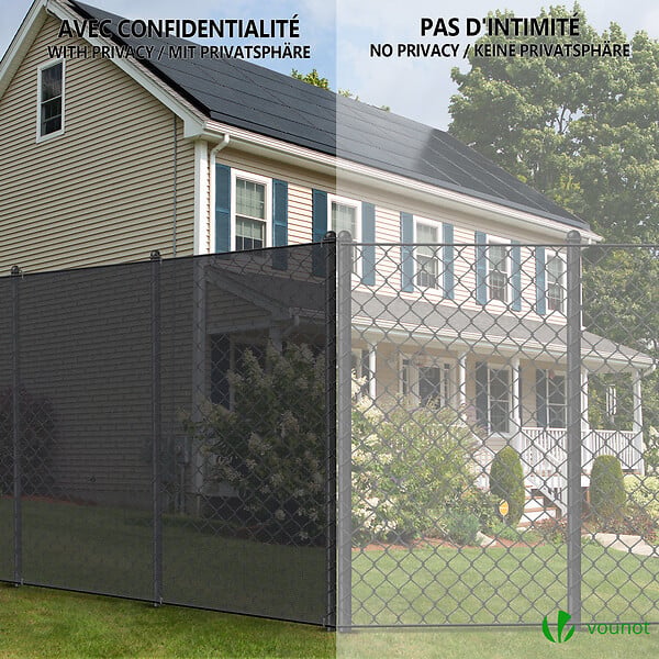 VOUNOT - Brise vue occultant en HDPE 90g/m² 1.8x20m avec attaches de fixation anthracite - large