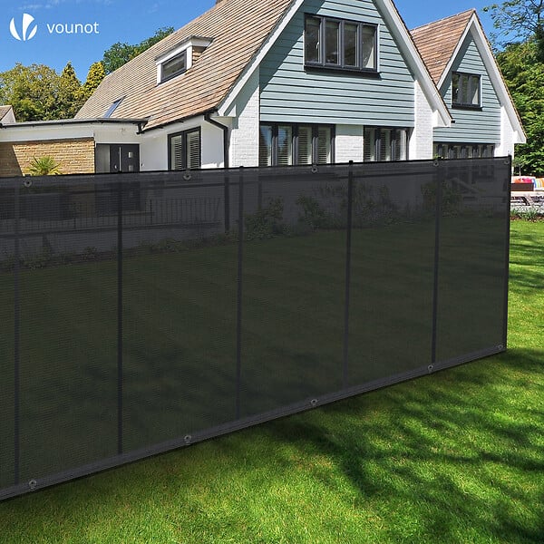 VOUNOT - Brise vue occultant en HDPE 90g/m² 1.5x20m avec attaches de fixation anthracite - large