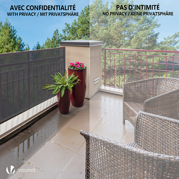 VOUNOT - Brise vue occultant en HDPE 90g/m² 1.5x20m avec attaches de fixation anthracite - large
