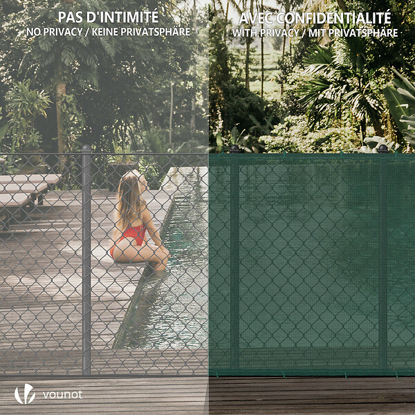 VOUNOT - Brise vue occultant en HDPE 90g/m² 1x20m avec attaches de fixation vert - large