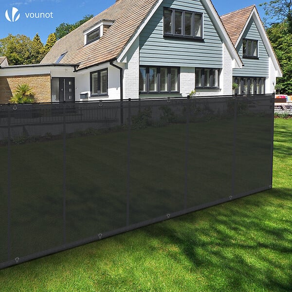 VOUNOT - Brise vue occultant en HDPE 90g/m² 1x20m avec attaches de fixation anthracite - large