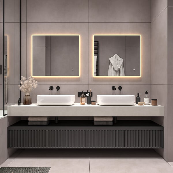 MODE DE VIE - miroir LED rectangulaire  80x70cm - large