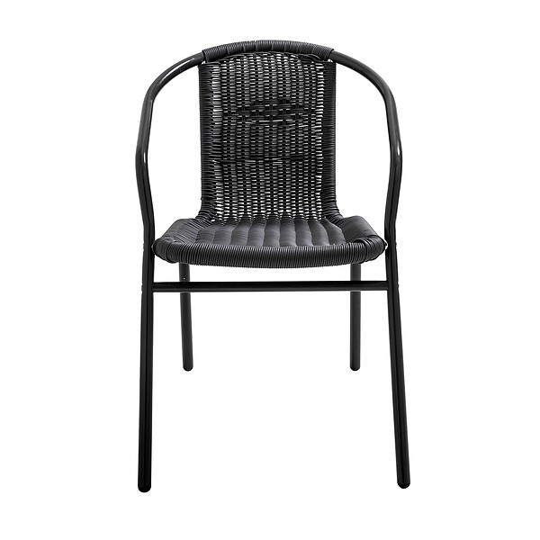 OVIALA - Lot de 4 fauteuils de jardin aluminium et résine noir - Saint Germain - large