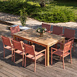 HAPPY GARDEN - Salon de jardin en teck JAVA avec chaises en aluminium terracotta - 8 places - vignette