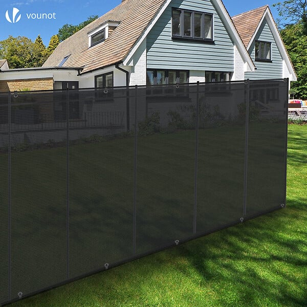 VOUNOT - Brise vue occultant en HDPE 90g/m² 1.8x10m avec attaches de fixation anthracite - large