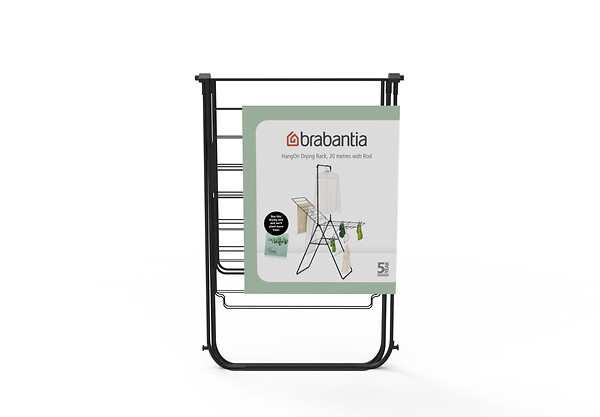BRABANTIA - Séchoir HangOn, 20 m portant à cintres - MATT bLACK - large