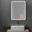 LUXURYBAIN - Miroir salle de bain LED 50x70cm avec cadre noir et loupe grossissante x3 - vignette