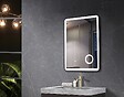 LUXURYBAIN - Miroir salle de bain LED 50x70cm avec cadre noir et loupe grossissante x3 - vignette