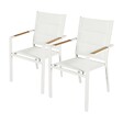 OVIALA - Lot de 2 chaises de jardin en aluminium et textilène blanc - Ciotat - vignette