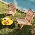 OVIALA - Lot de 2 tables basses de jardin en acier jaune - Palavas - vignette
