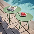 OVIALA - Lot de 2 tables basses de jardin en acier vert cactus - Palavas - vignette