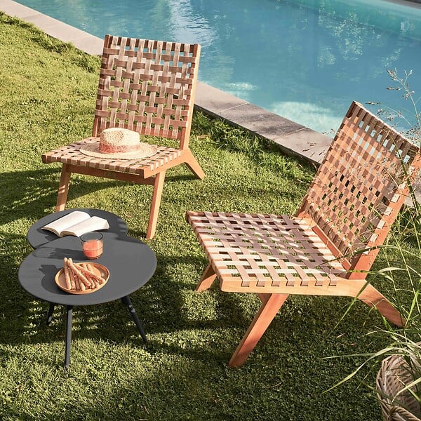 OVIALA - Lot de 2 tables basses de jardin en acier anthracite - Palavas - large