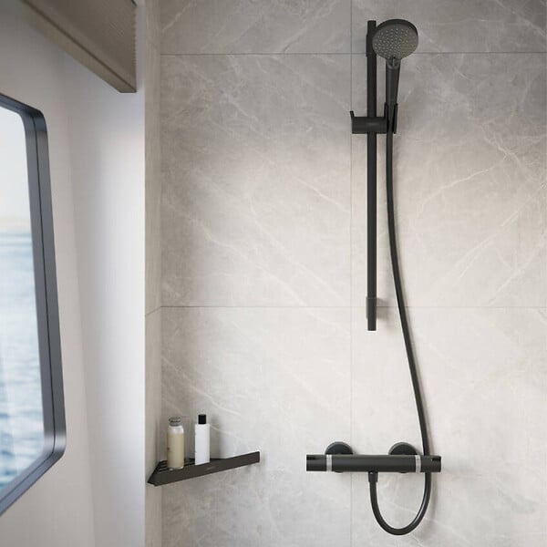 HANSGROHE - Mitigeur thermostatique mural de douche Ecostat Comfort finition noir mat - large