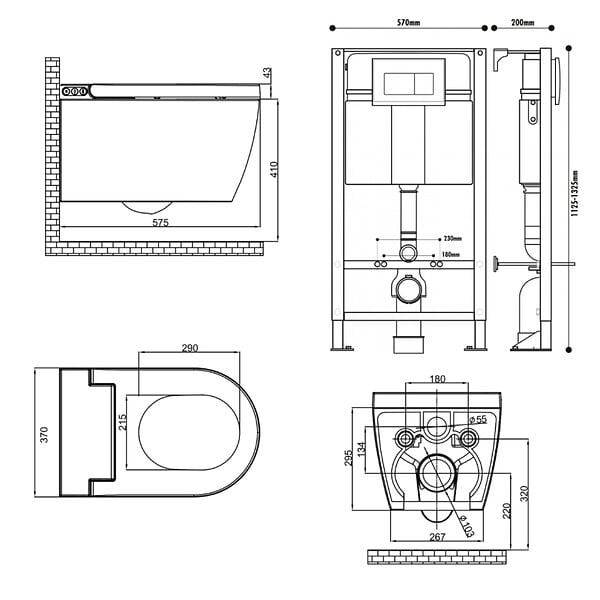WC CLEAN - Pack WC Bati support universel et cuvette lavante électronique - Wc japonais - Tesa - large