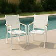OVIALA - Lot de 2 chaises de jardin en aluminium et textilène blanc - Ciotat - vignette
