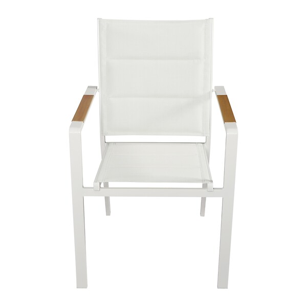 OVIALA - Lot de 2 chaises de jardin en aluminium et textilène blanc - Ciotat - large