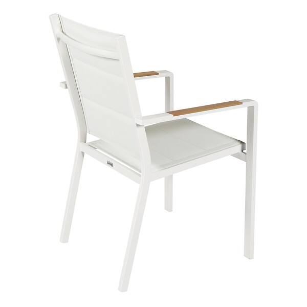 OVIALA - Lot de 2 chaises de jardin en aluminium et textilène blanc - Ciotat - large