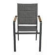 OVIALA - Lot de 2 chaises de jardin en aluminium et textilène gris - Ciotat - vignette