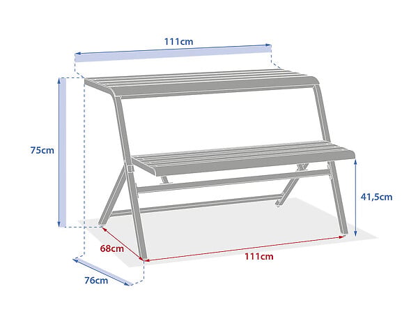 HESPERIDE - Ensemble table et banc de balcon Drilia olive - 2 places - Hespéride - large