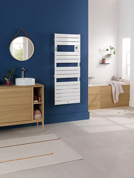 THERMOR - Radiateur sèche-serviettes électrique Riviera 2 - Avec soufflerie - 1000+1000W - Gris ardoise - large