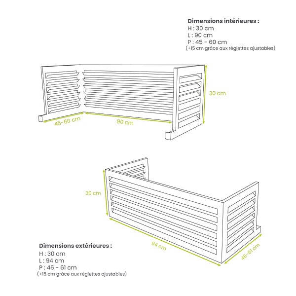 DECOCLIM - Extension hauteur pour caches DECOCLIM blanc taille S - DECOCLIM-23AS9010-PLUS - large