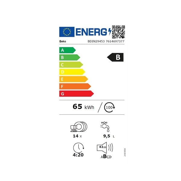 BEKO - Lave-vaisselle 60cm 14 Couverts 42db Tout Intégrable - BDIN29453 - large