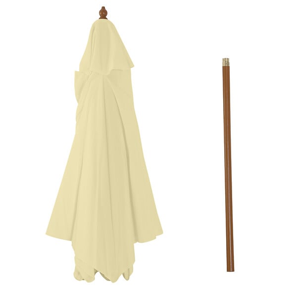 OUTSUNNY - Outsunny Parasol droit hexagonal grande taille de jardin Ø 2,5 x 2,3H m bois de bambou crème - large