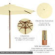 OUTSUNNY - Outsunny Parasol droit hexagonal grande taille de jardin Ø 2,5 x 2,3H m bois de bambou crème - vignette