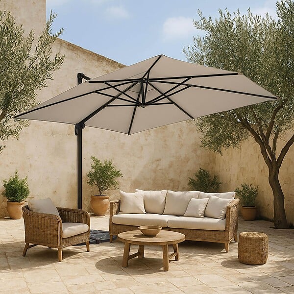 OVIALA - Toile pour parasol déporté 4x3m écru - Caserta - large