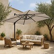 OVIALA - Parasol déporté inclinable et rotatif 4x3m en aluminium écru - Caserta - vignette