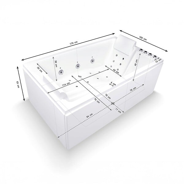 SPALINA - Baignoire Balnéo 2 Personnes Cetana Duo Wave 170 X100 X63 Cm, By Spalina - large