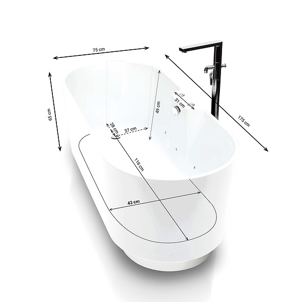 SPALINA - Baignoire Balnéo Ukio white Bulle 175 x75 x65 cm, by SPALINA - large