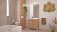 ONDEE - Meuble Salle de Bain BELIS - A poser - Miroir Affleurant - 80cm - Finition Bois - vignette