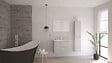 ONDEE - Meuble de salle de bain à poser ARUBA - 80cm - Ciment - Mélaminé - Livré en kit - vignette