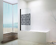 ONDEE - Pare Baignoire UIMI - 80x140x0,5cm - Verre trempé sérigraphié - Finition noire - vignette
