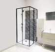 ONDEE - Cabine de douche CIMENT - Carreaux de ciment - Noir - 90x90cm - vignette