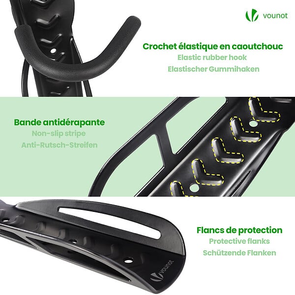 VOUNOT - Lot de 4 supports de velo mural avec coussinets de protection noir - large
