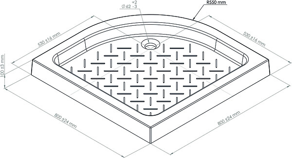 ONDEE - Receveur de douche  de douche CERA 2 - 80 x 80 cm - Quart de cercle - large